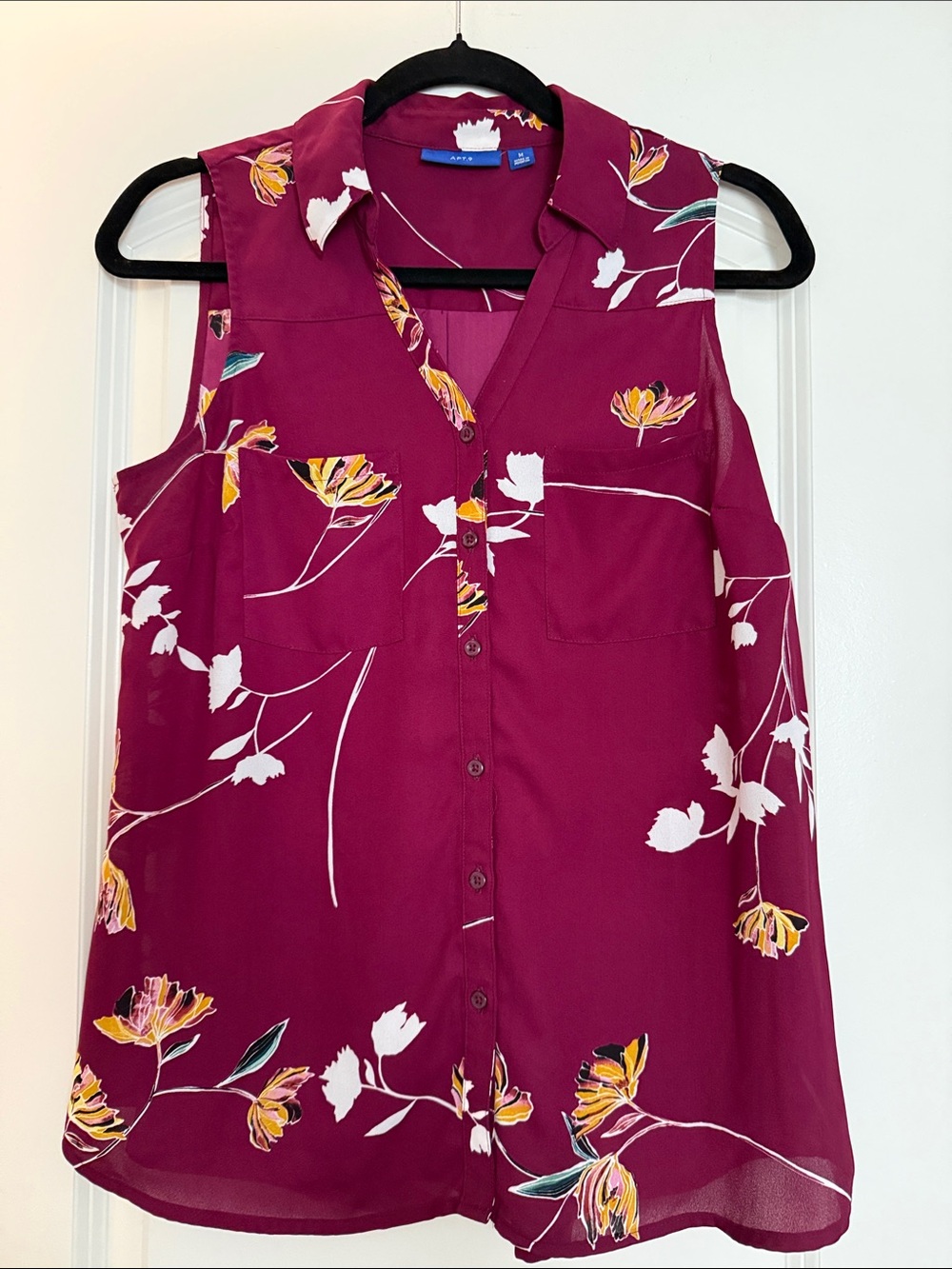 Apt. 9 Sleeveless Floral Button-Front Blouse - Berry Pink